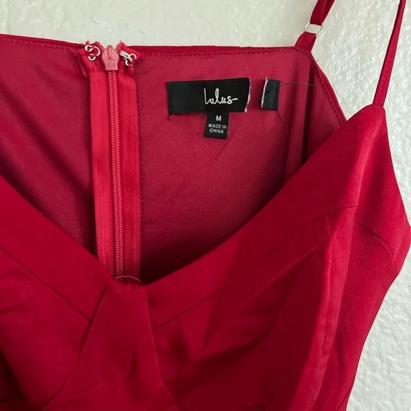 NWOT Burgundy Color Block Satin Ruffled Maxi Dress - Picture 6 of 8